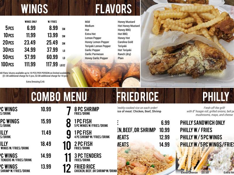 A Town Wings Menu