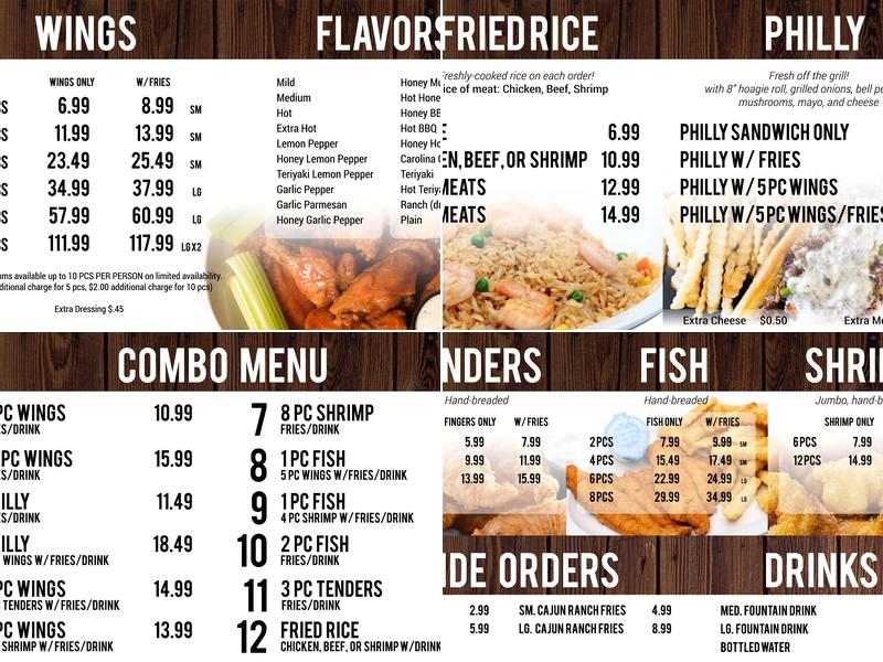 A Town Wings Menu