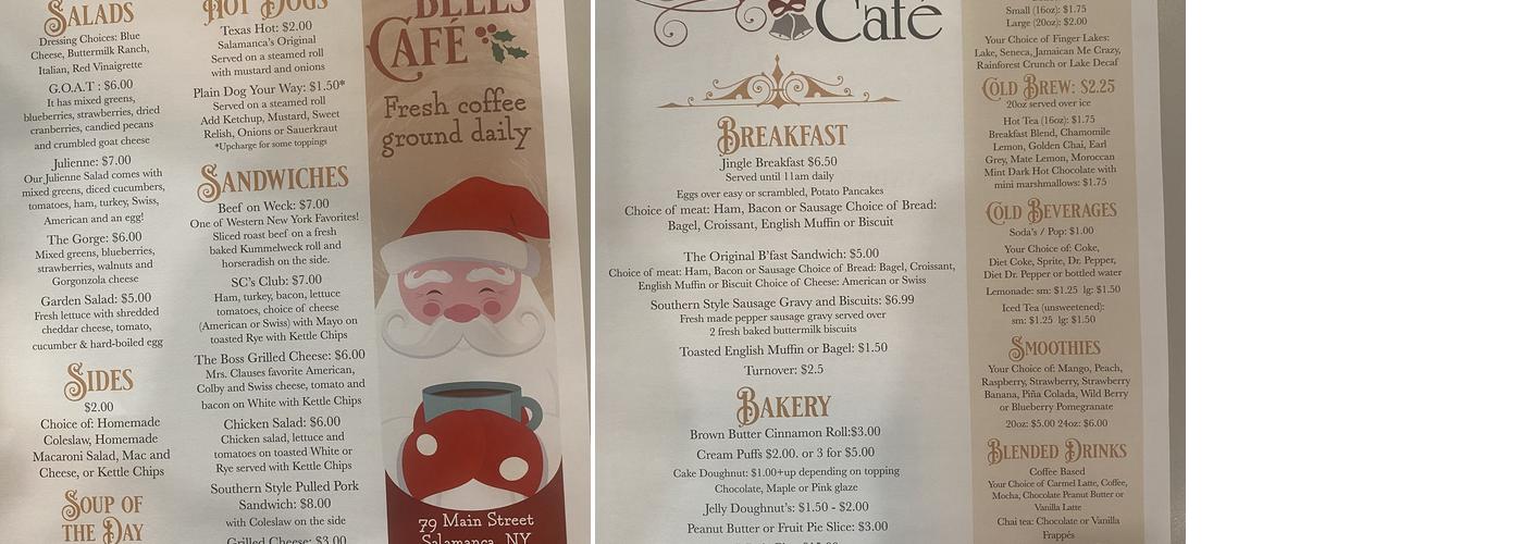 Silver Bells Cafe Menu