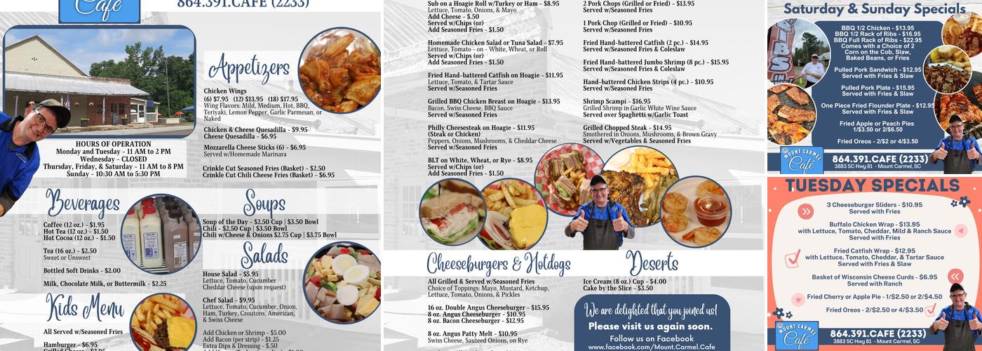Mount Carmel Café Menu