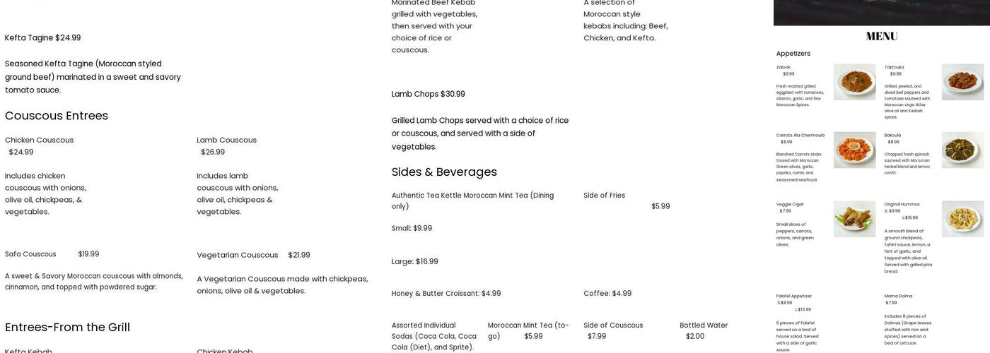 marrakech Menu
