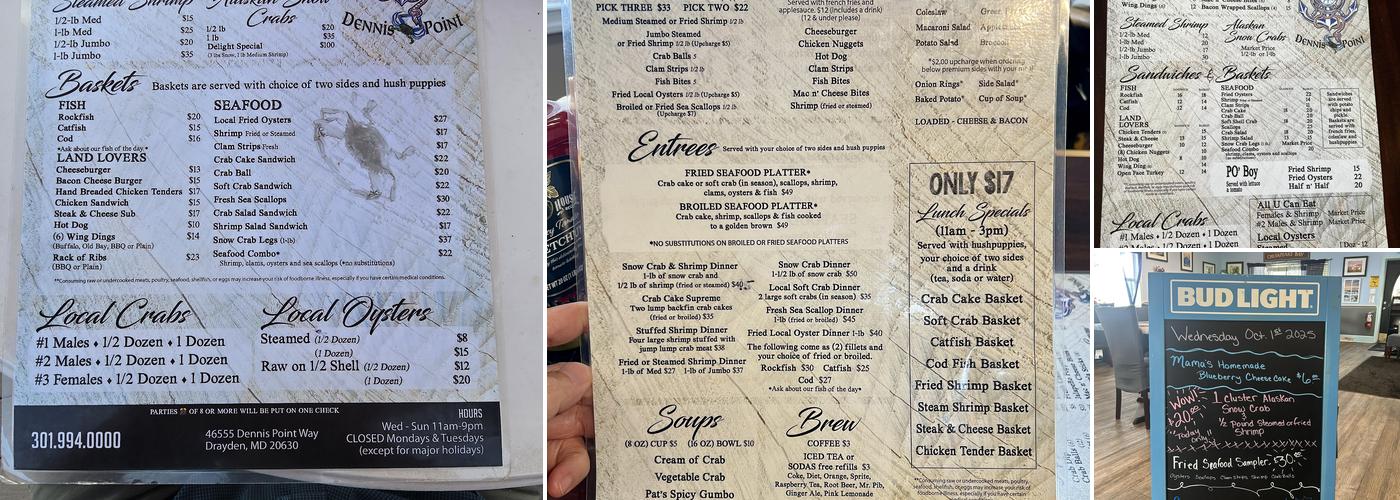 Captain Pat’s Seafood Menu