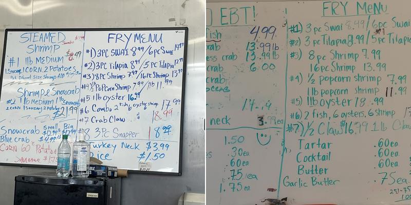 Springhill Seafood Menu