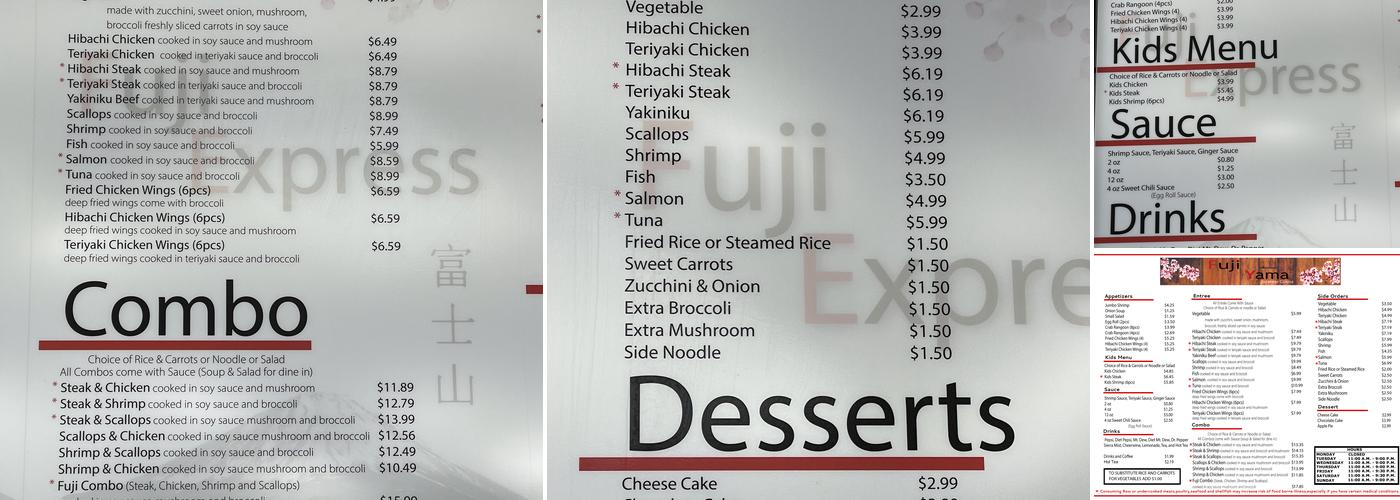 Fuji Express Menu