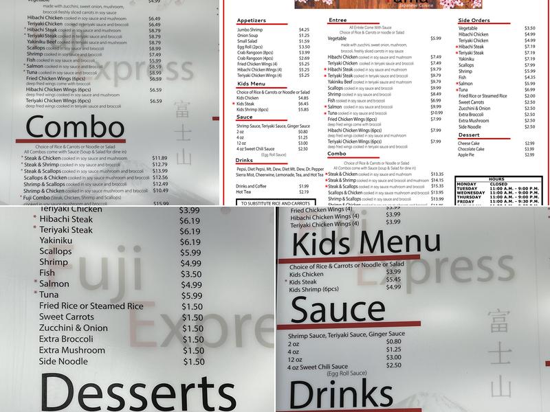 Fuji Express Menu