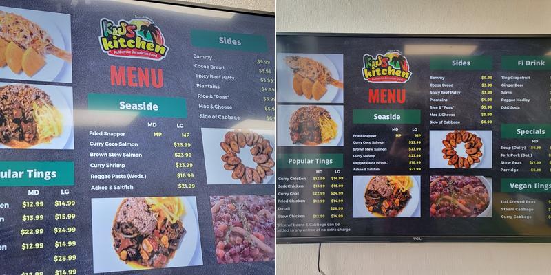 K and Js Kitchen Menu
