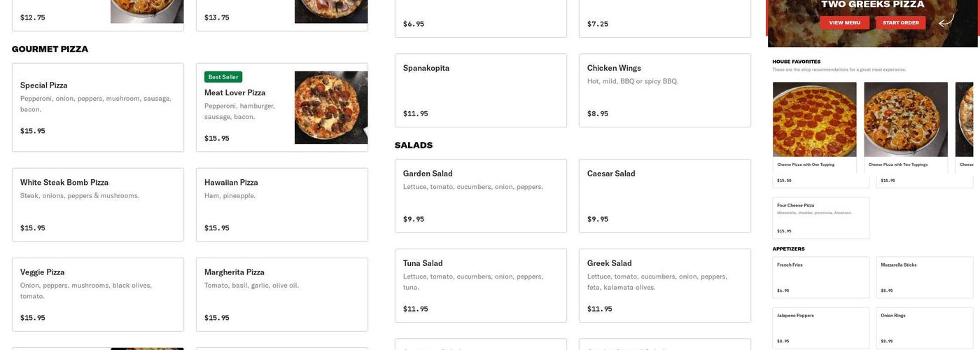 Two Greeks Pizza Menu