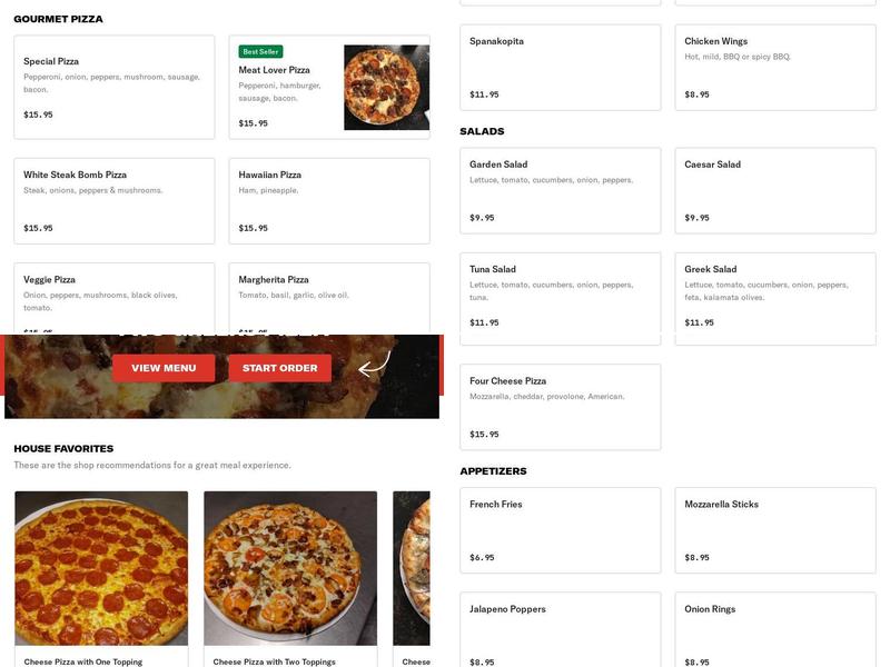 Two Greeks Pizza Menu