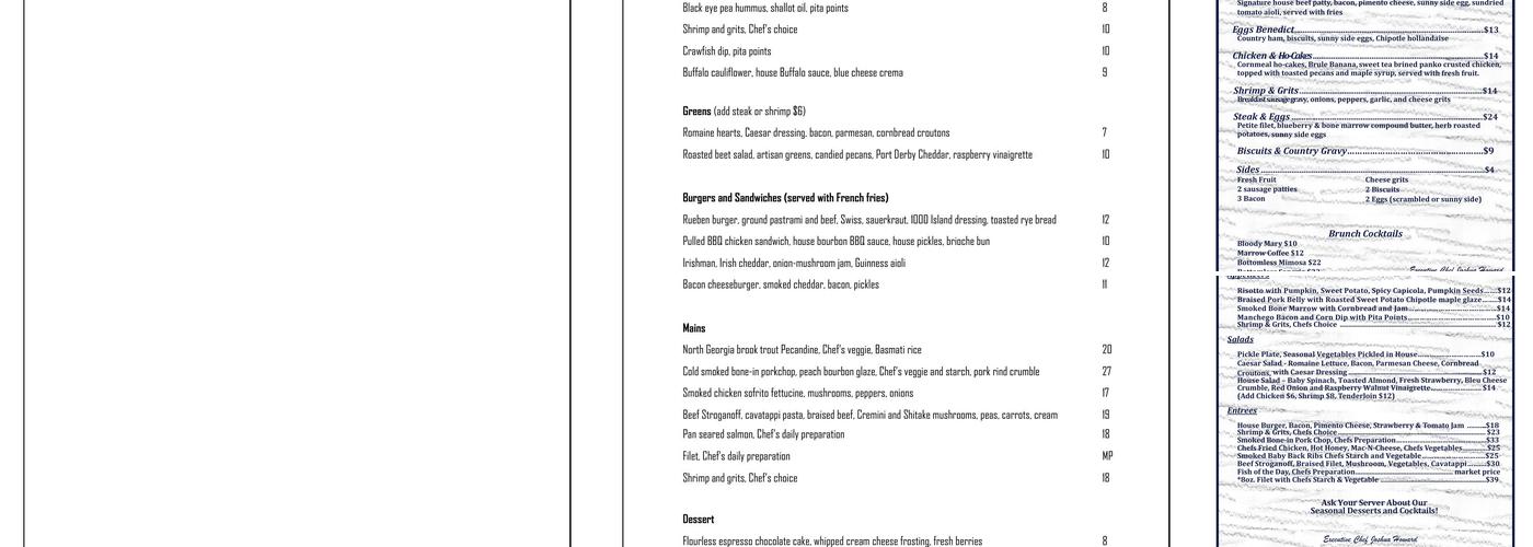 Marrow 41 Menu