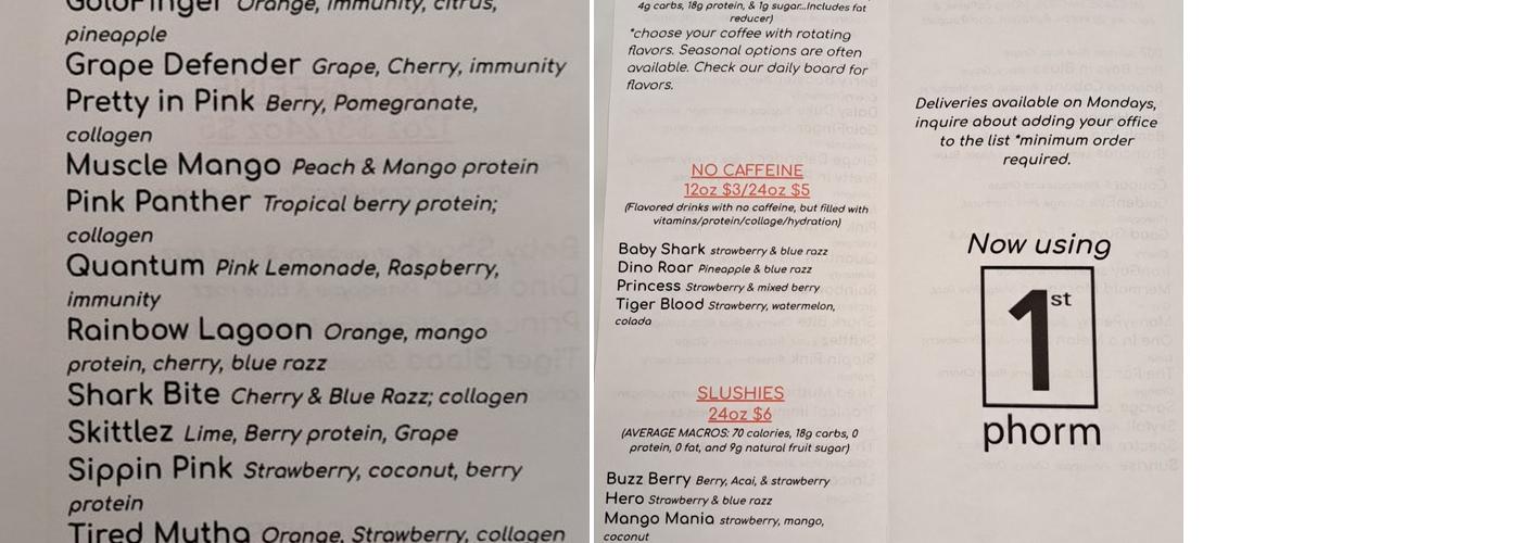 Fired-Up Nutrition Menu