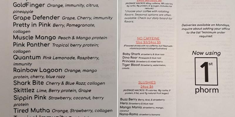 Fired-Up Nutrition Menu