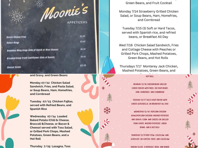 Moonie's Menu