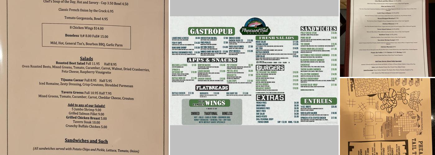 Pheasant Tail Tavern Menu