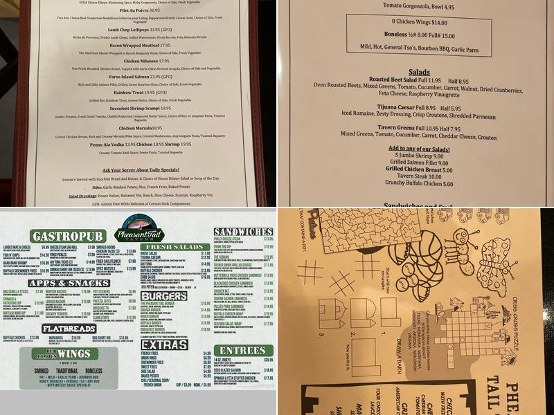 Pheasant Tail Tavern Menu