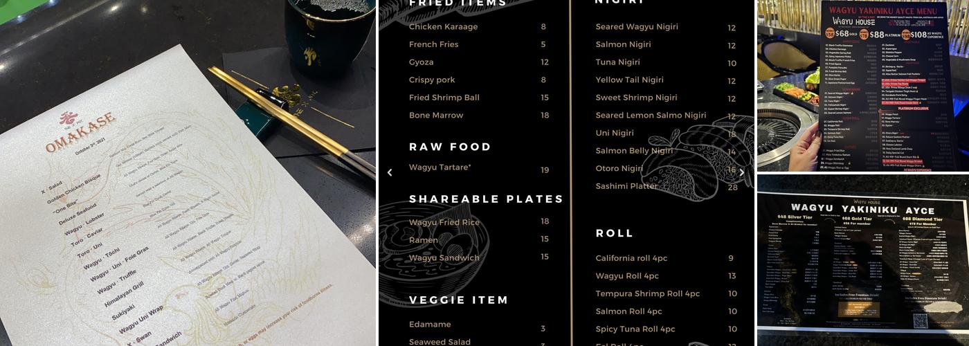 Wagyu House by The X Pot Chicago 和牛放题（日式涮涮锅/烤肉） Menu