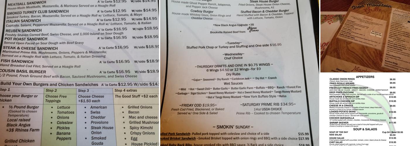 Cousin Basils Menu