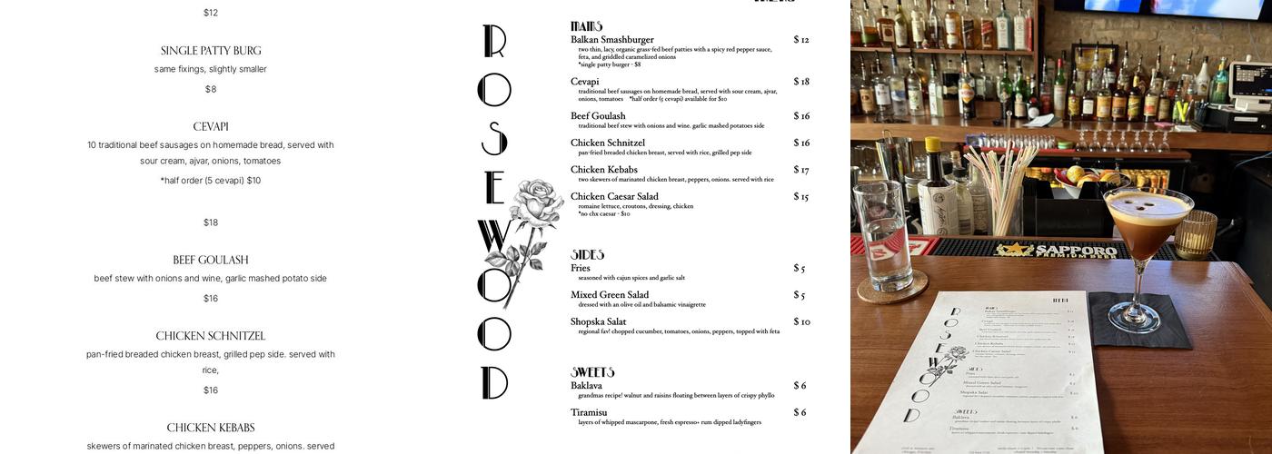 Rosewood Tavern Menu