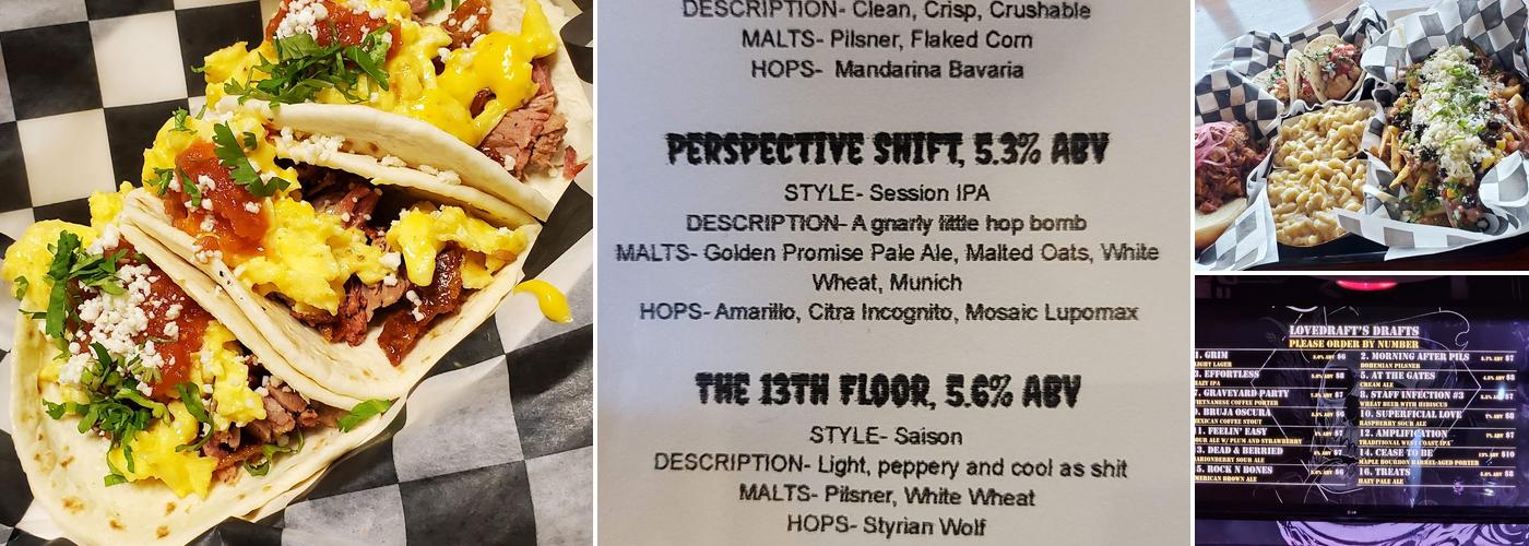 Lovedraft's Brewing Co Menu