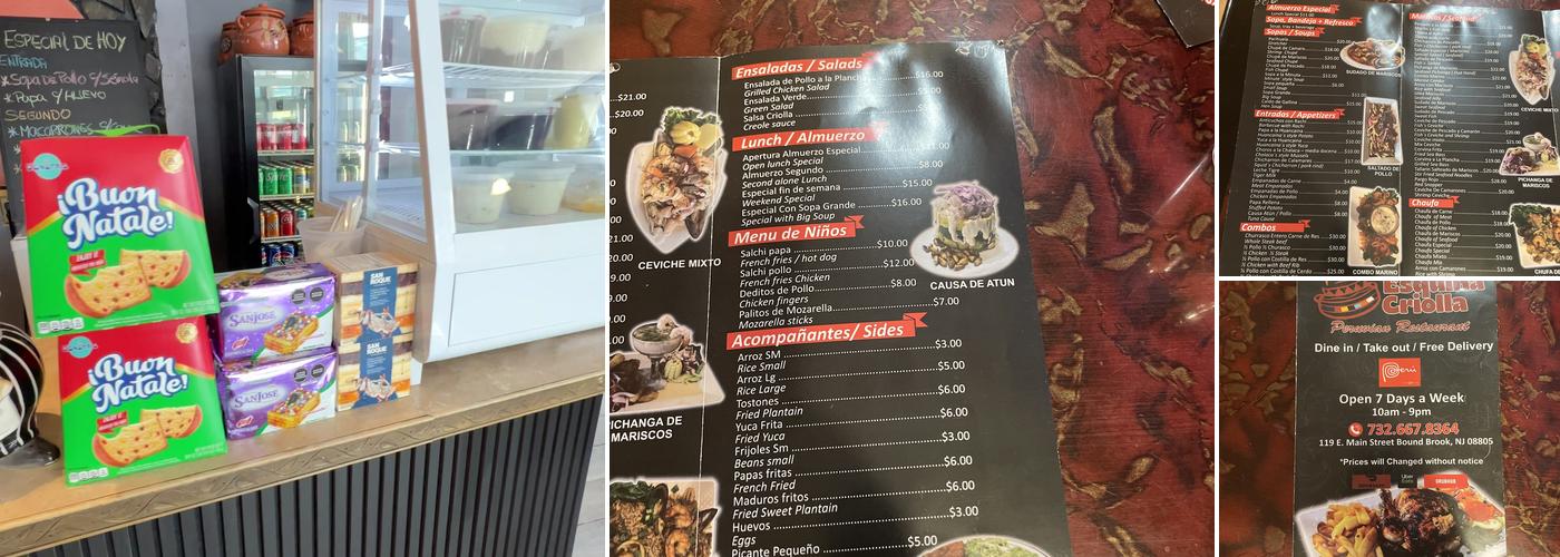 Esquina Peruana - Peruvian Restaurant Menu