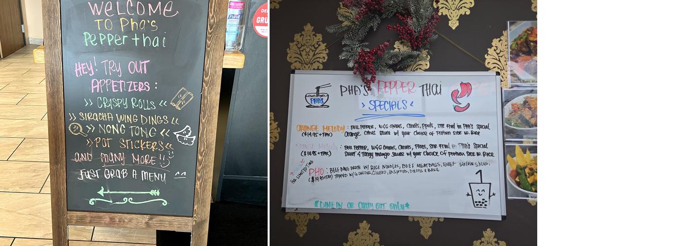 Pha's Pepper Thai Menu