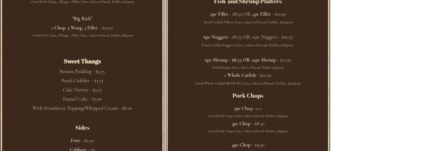 Sweet C's Menu