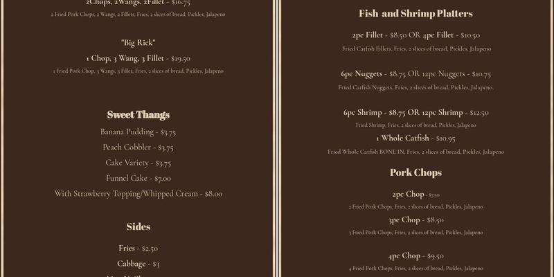 Sweet C's Menu