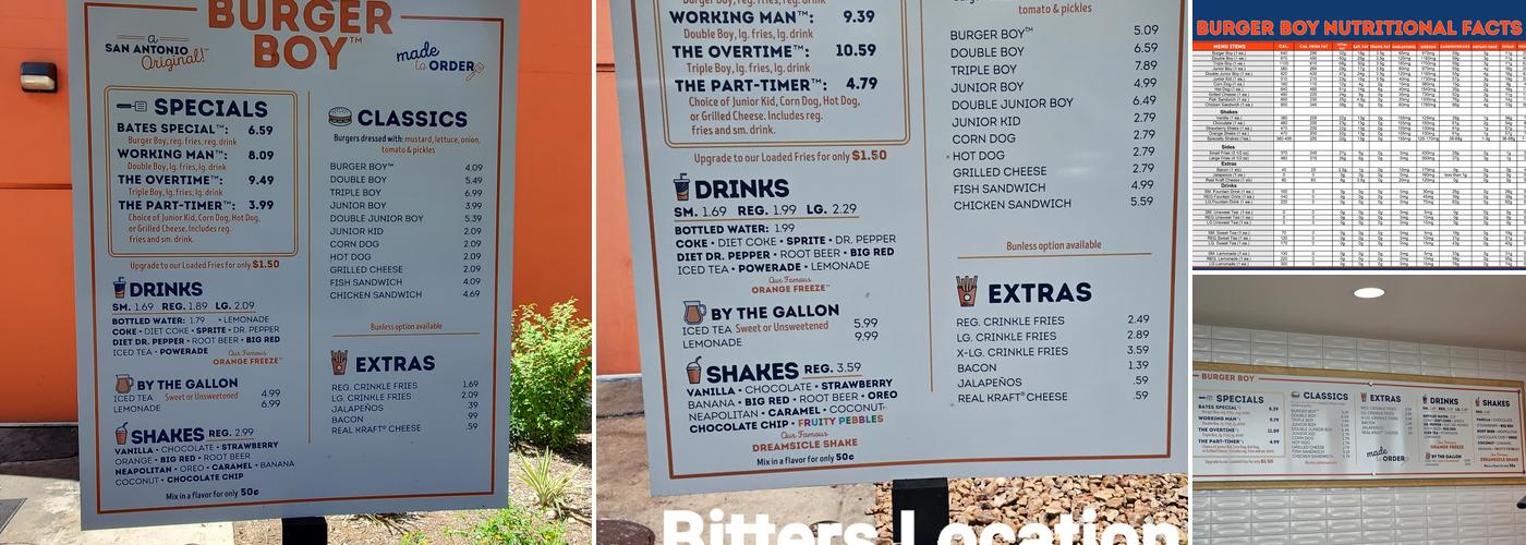 Burger Boy Menu