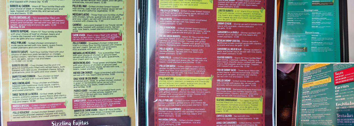 Tres Amigos of Georgetown Menu