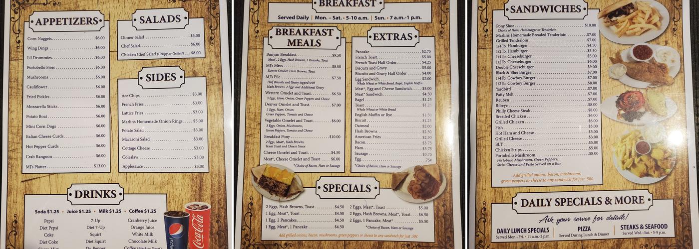 MJ’s Bar & Grill Menu