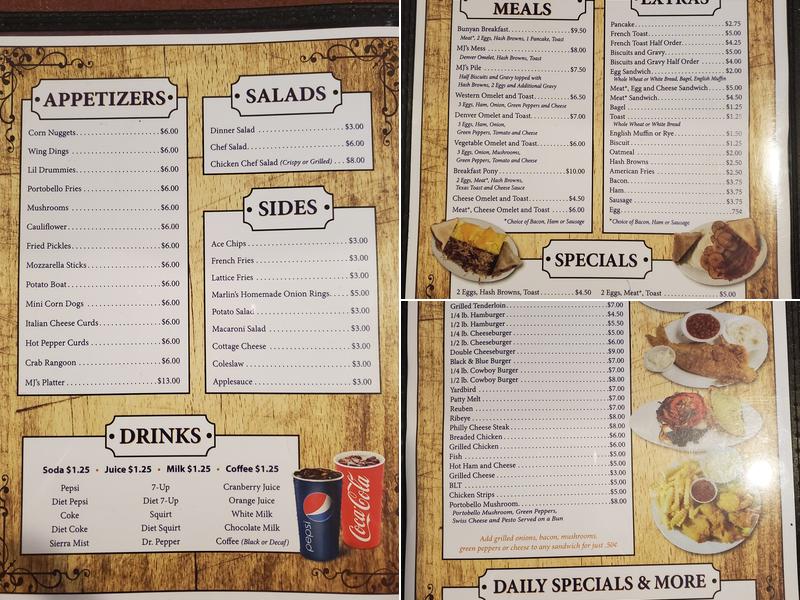 MJ’s Bar & Grill Menu
