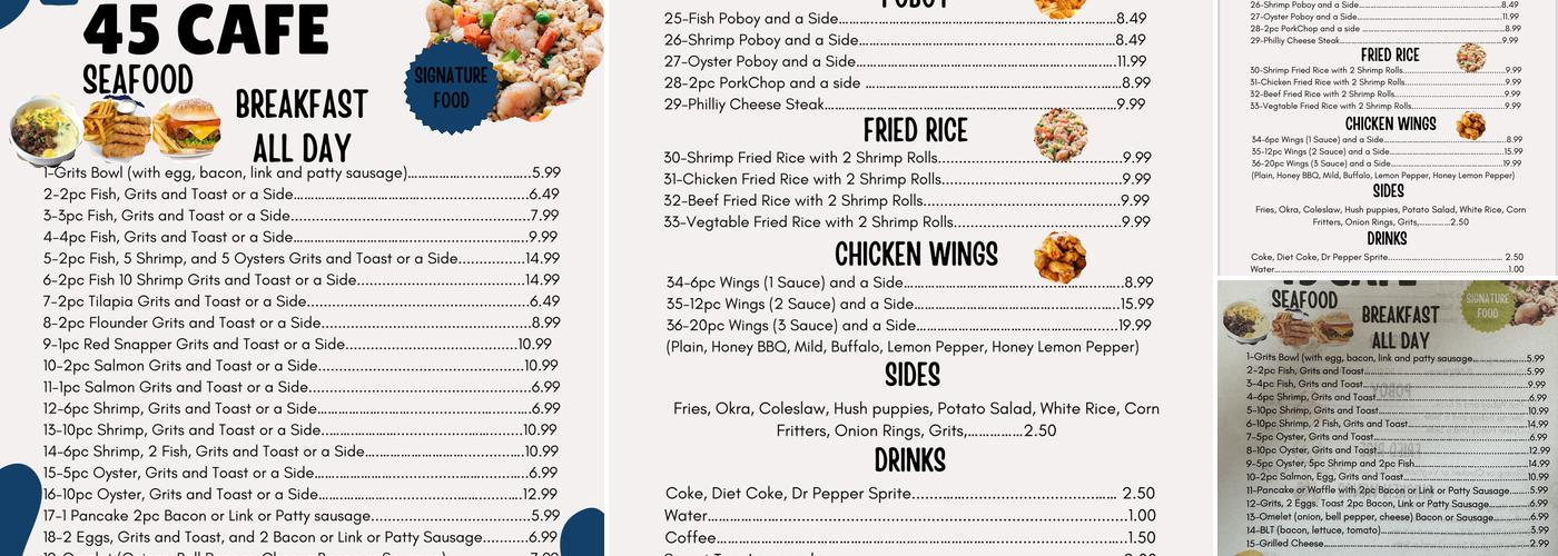 45 CAFE Menu