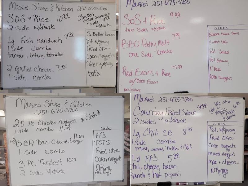 Marie's Kitchen Menu