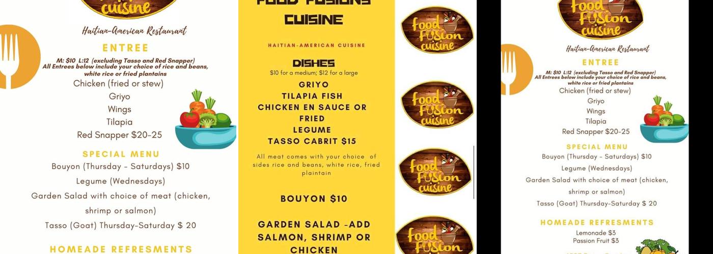 Food Fusion Cuisine Menu