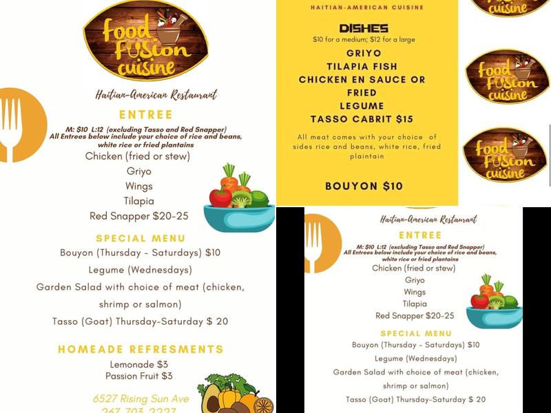 Food Fusion Cuisine Menu