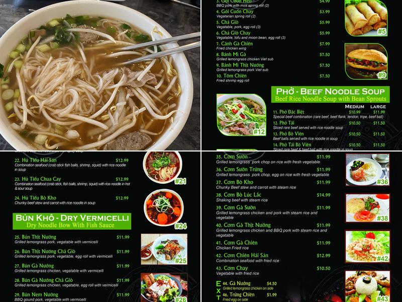 Pho N' Rolls Menu