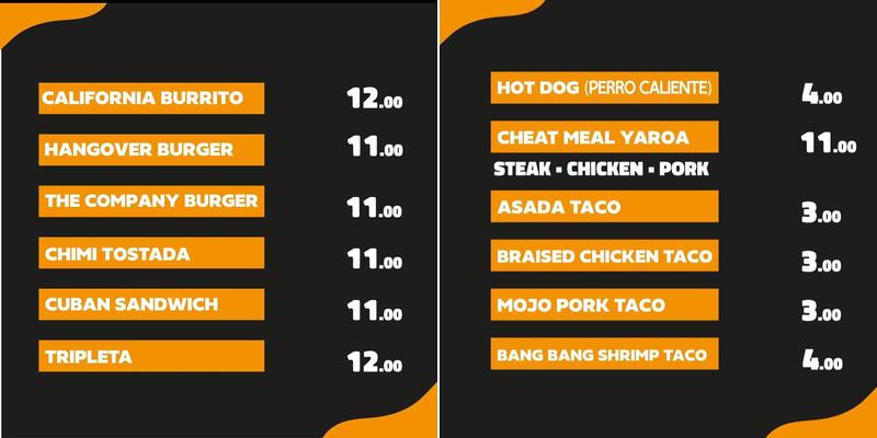 The cheat meal spot Menu