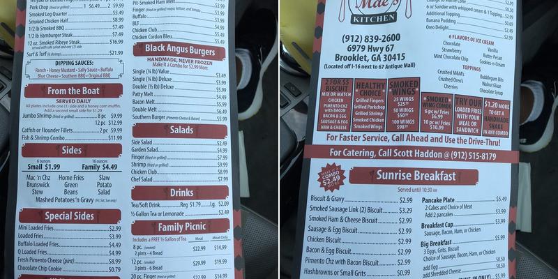 Sally Mae's Kitchen Menu