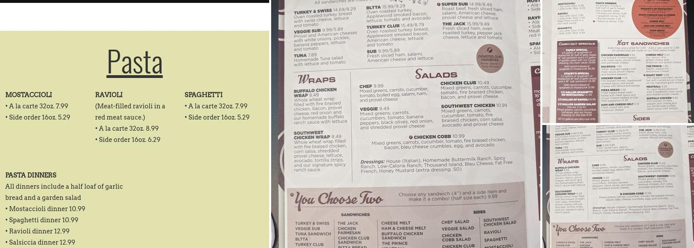 P'sghetti's Pasta & Sandwiches Menu