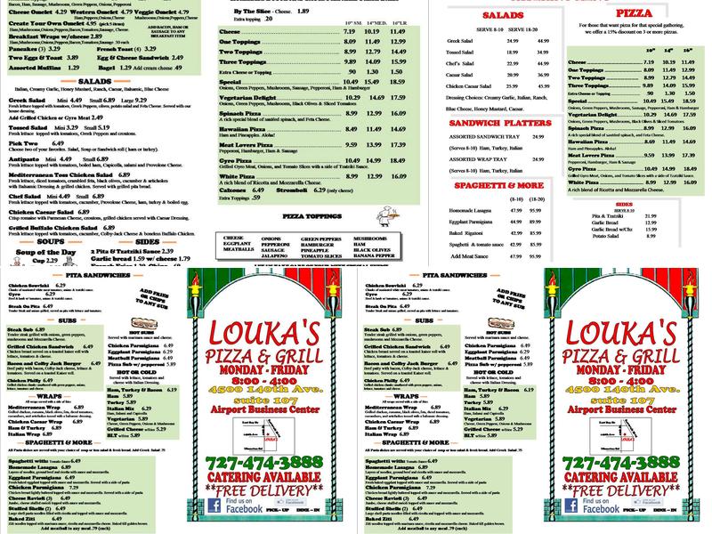 Louka\'s Pizza & Grill Menu