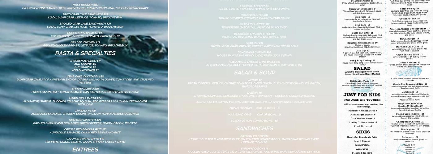 A Salt Shack Menu