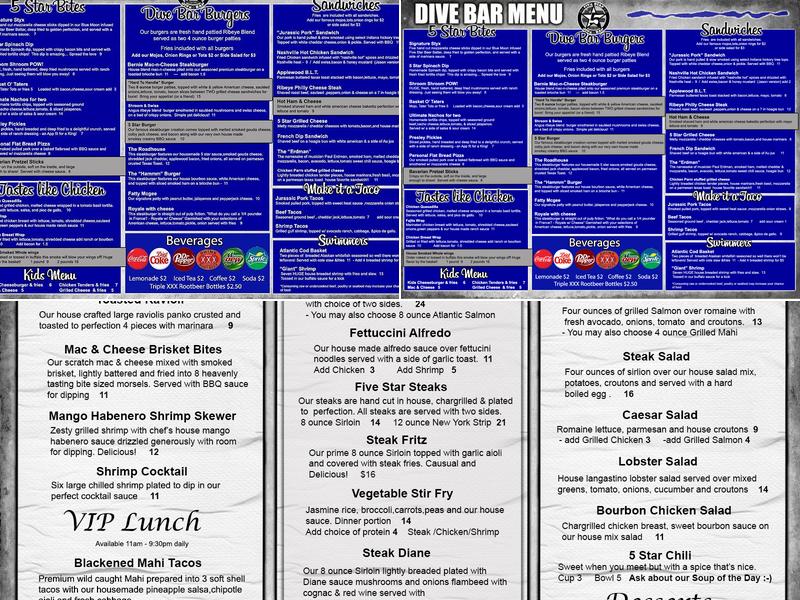 Players Only Sports Lounge Menu