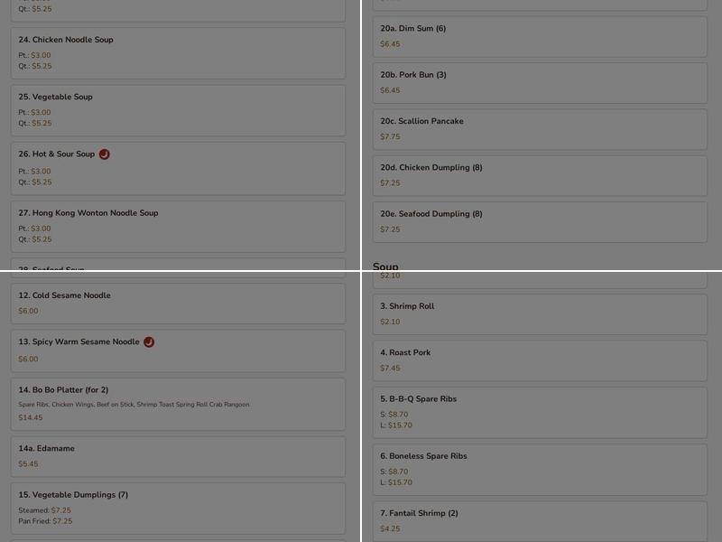 Mr Chen's Chinese Menu