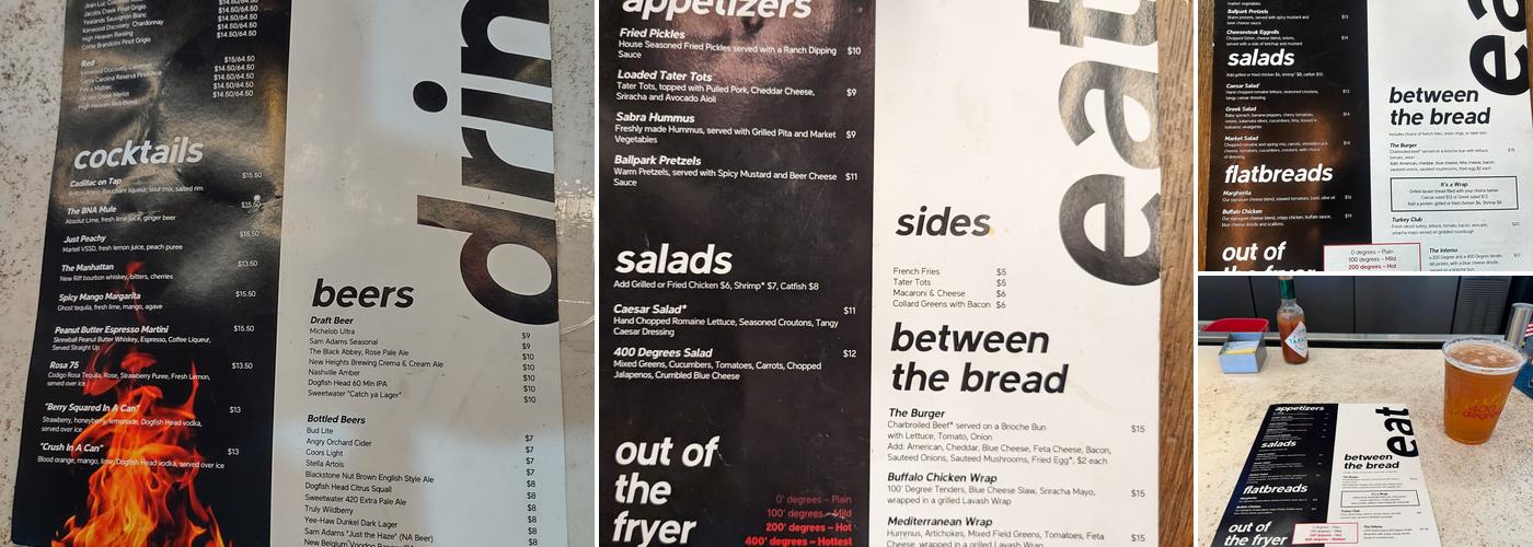 400 Degrees Menu
