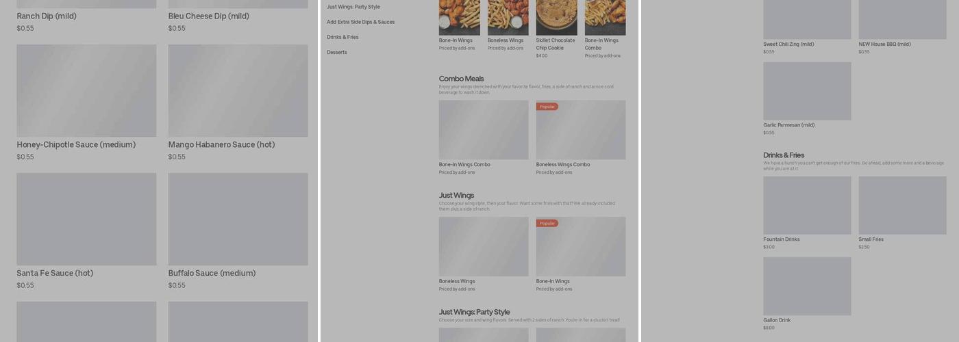 It's Just Wings Menu