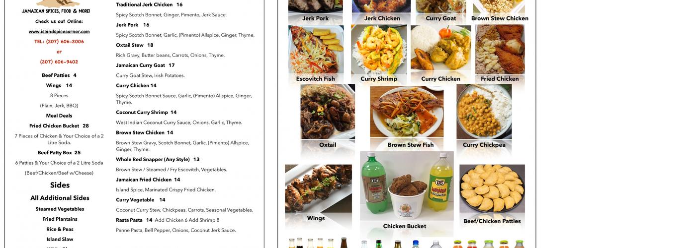 Island Spice Corner Menu