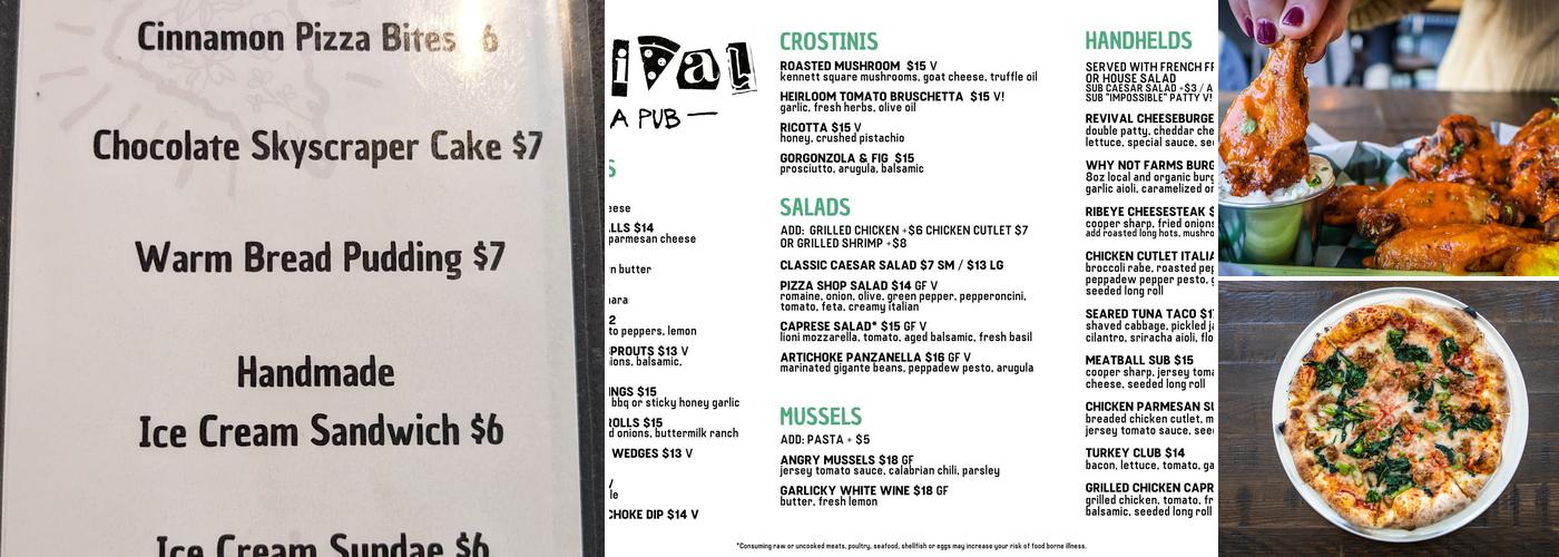 Revival Pizza Pub Menu