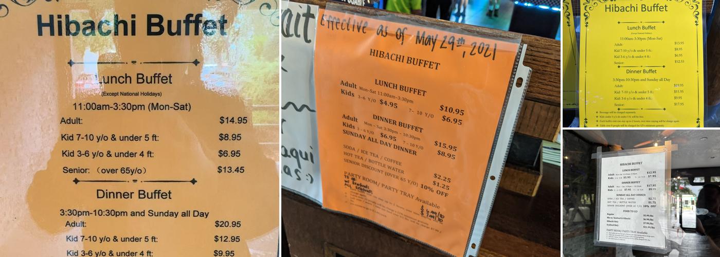 Hibachi Buffet Menu
