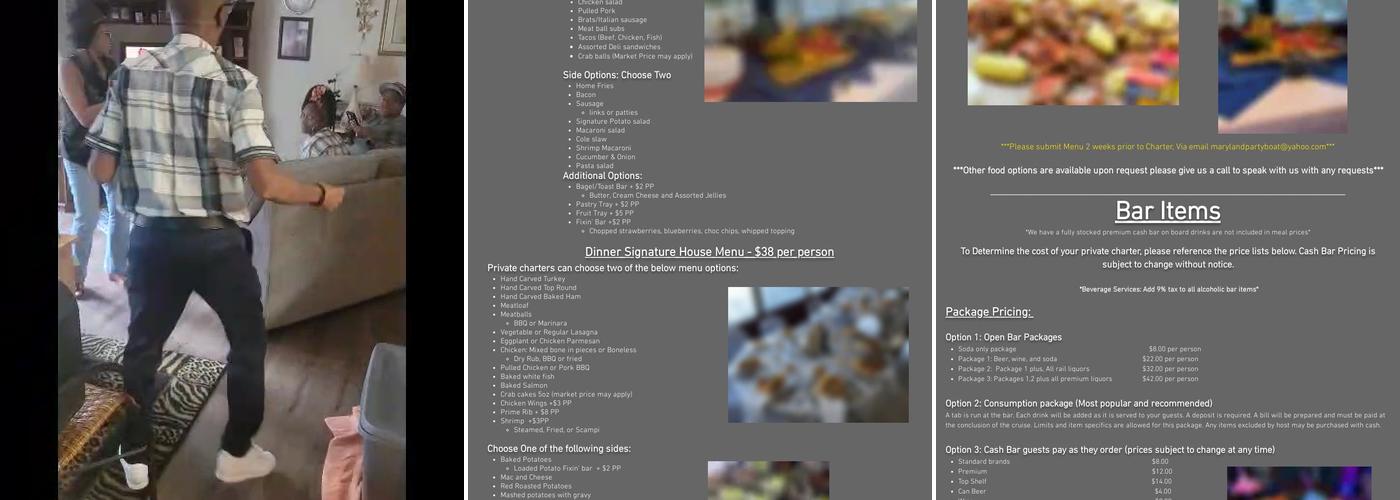 Maryland Party Boat Charters Menu