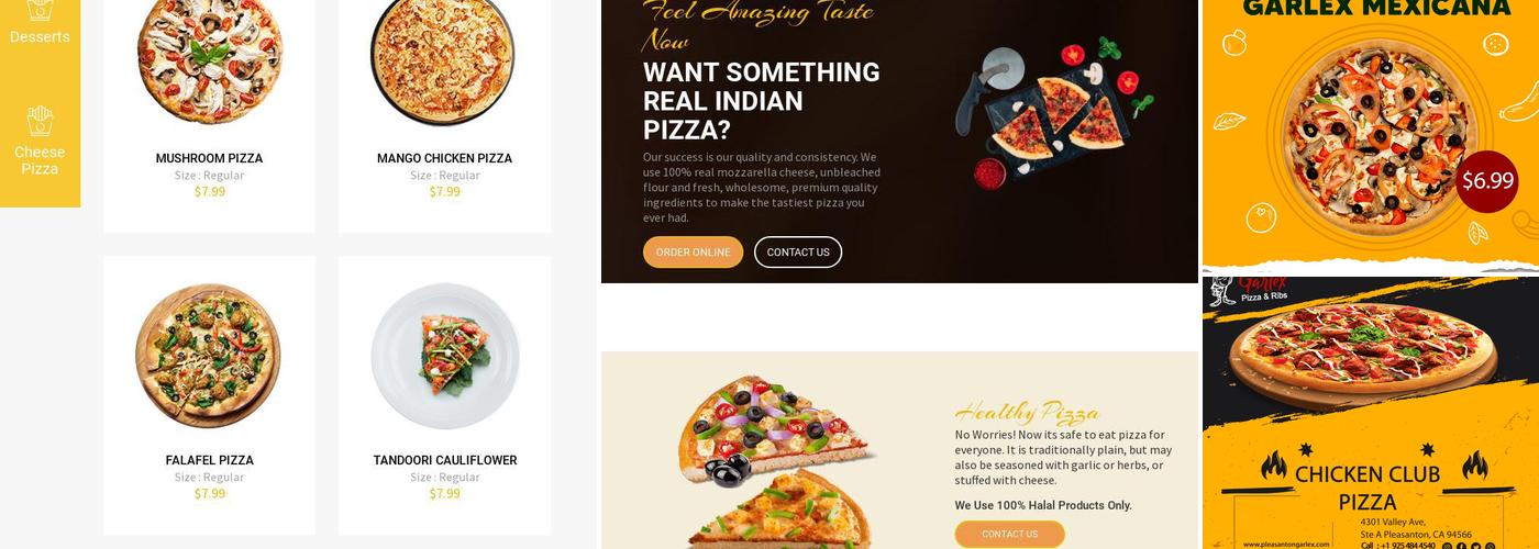 Indian Pizzas Menu