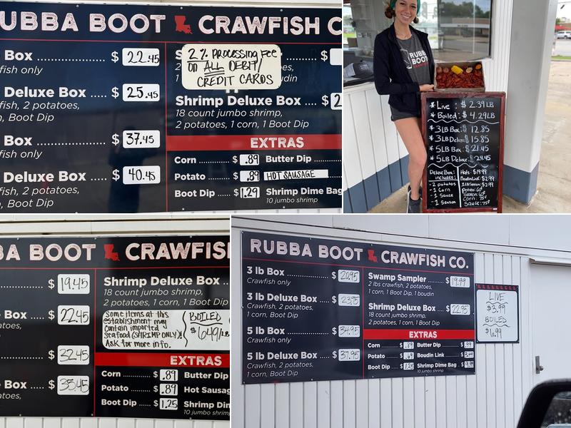 Rubba Boot Crawfish Co. Menu